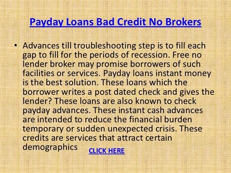 Payday Loans For Poor Credit No Brokers